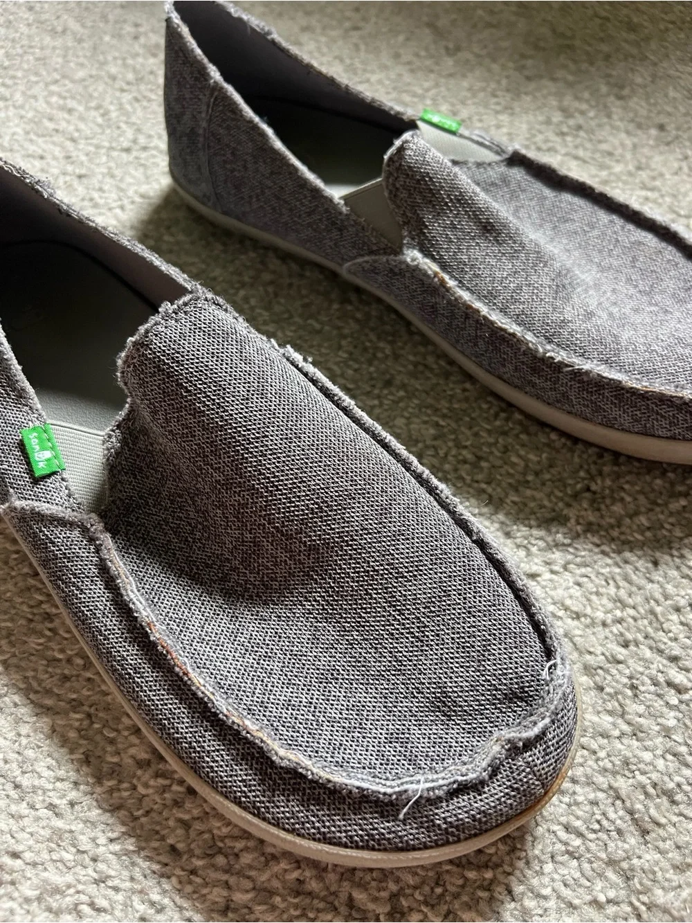 Sanuk Men’s Charcoal Grey Canvas Slip-On Loafers